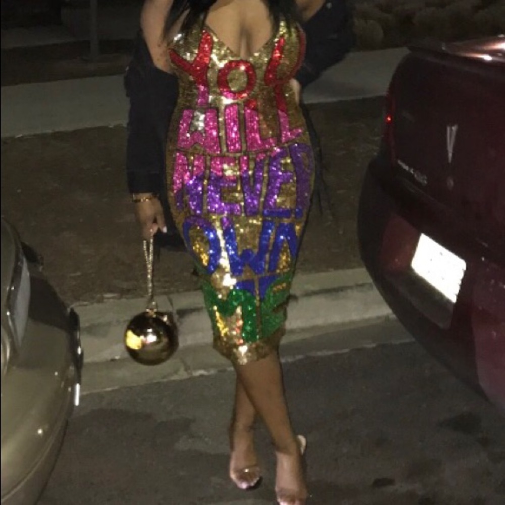 “You Will Never Own Me” Sequin Bralet Dress